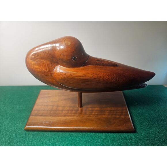 Vintage hand carved Yellowlegs preening 1987 Bill Johnson Made in Iowa Signed - Picture 1 of 8